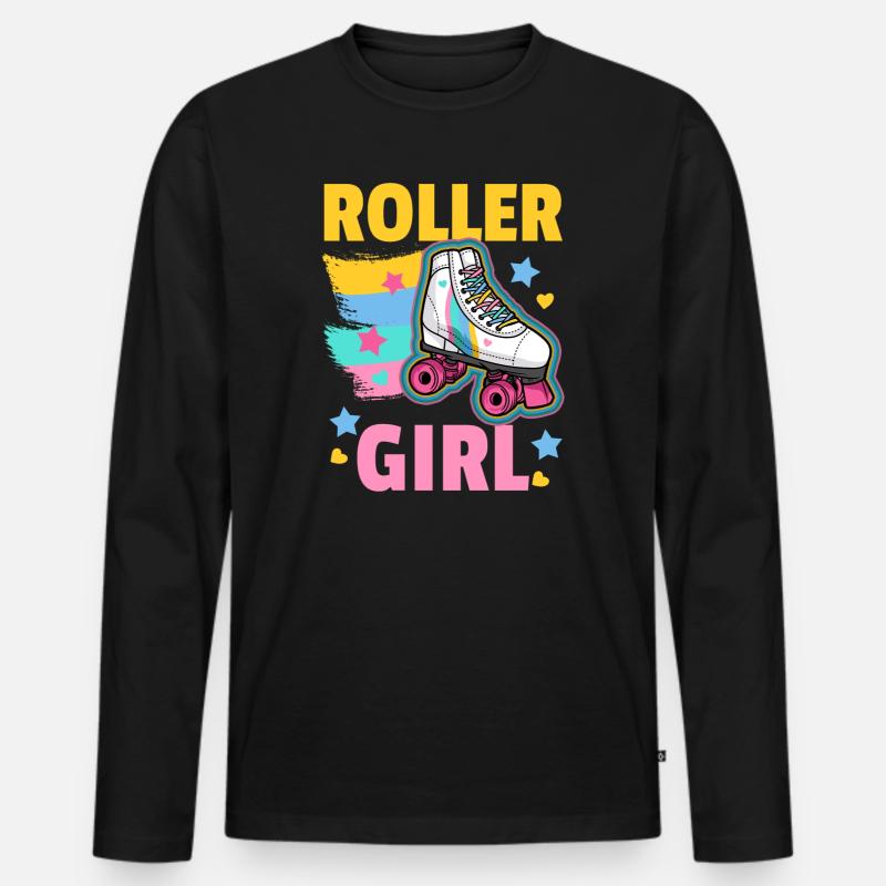 Rollschuhe Roller Girl - Männer Premium Bio Langarmshirt - Schwarz