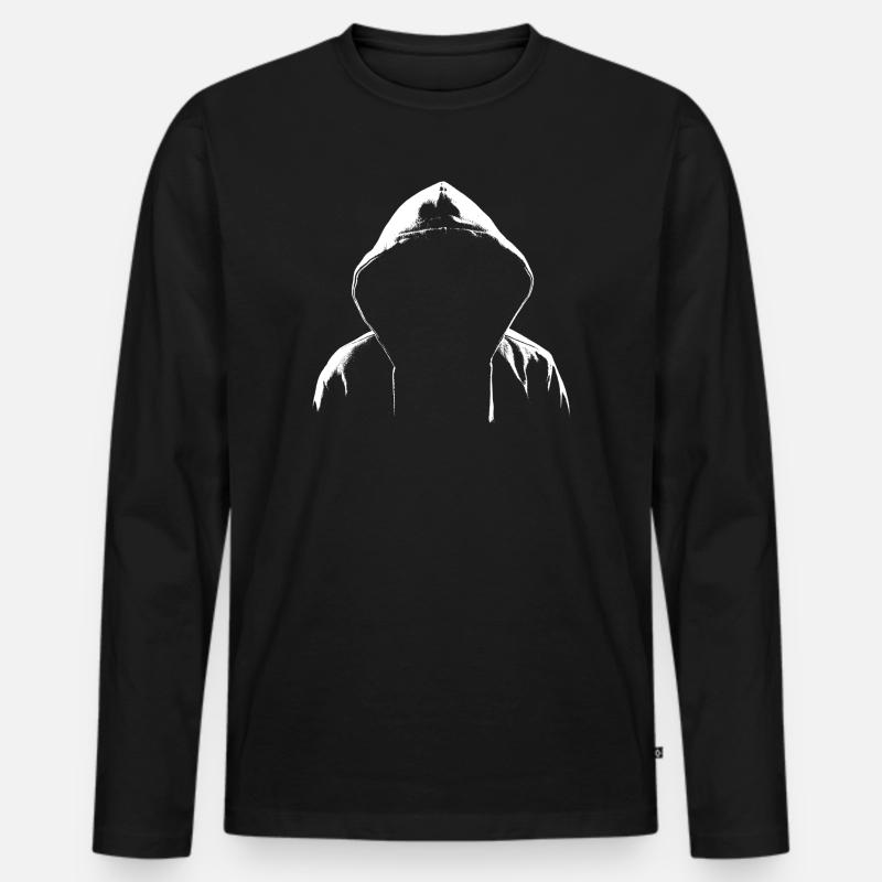 Hoodie Hacker Style - Männer Premium Bio Langarmshirt - Schwarz