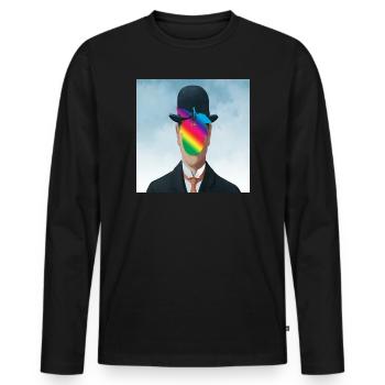 Rainbow Apple-Man - Men's Premium Organic Long Sleeve Shirt - black - Front - Nico (187cm)