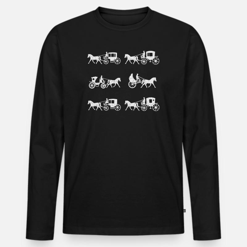 Kutsche mit Kutscher - Männer Premium Bio Langarmshirt - Schwarz
