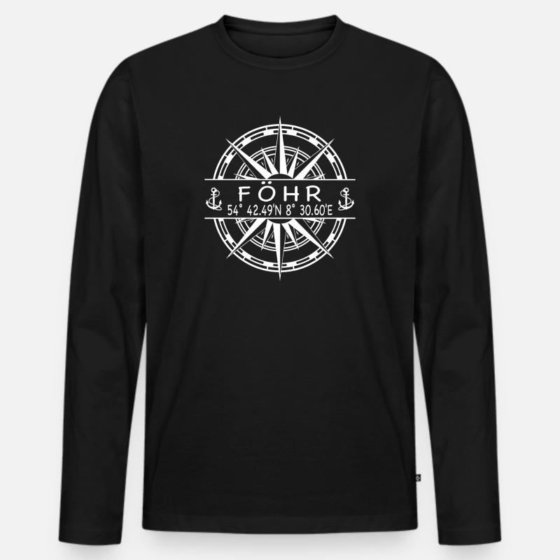 Föhr - Männer Premium Bio Langarmshirt - Schwarz