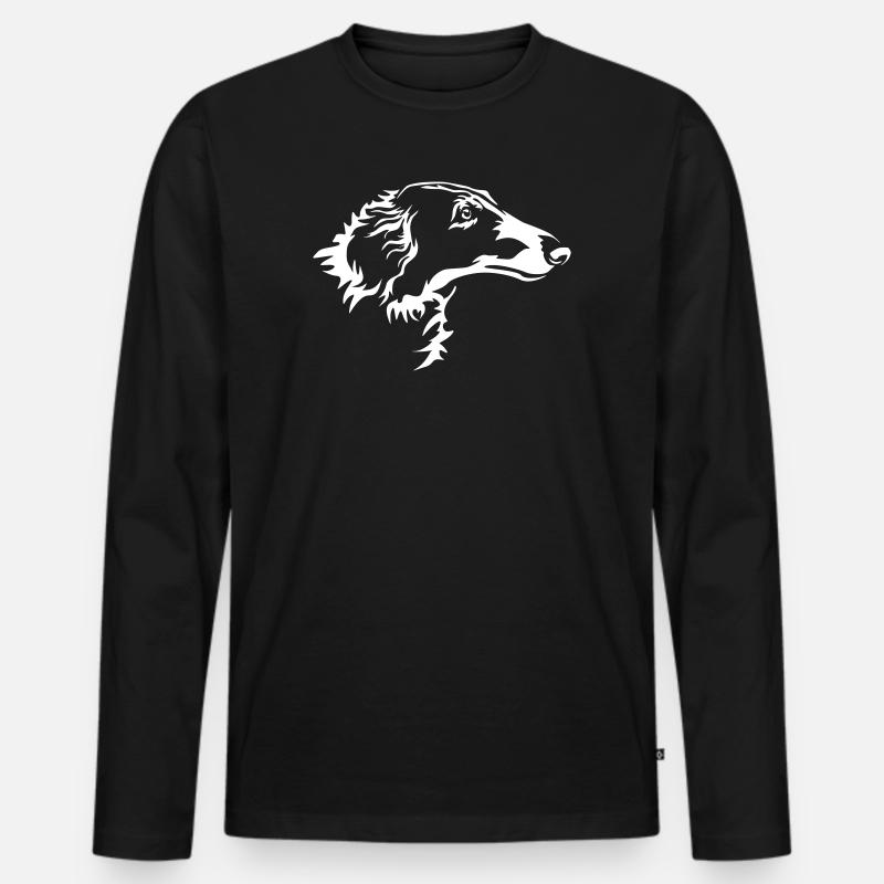 Barsoi Kopf "Black Edition" - Männer Premium Bio Langarmshirt - Schwarz