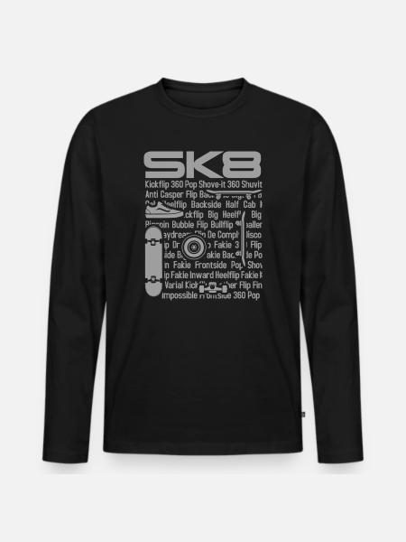SK8 Schlittschuh - Männer Premium Bio Langarmshirt - Schwarz