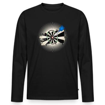 jeu de fléchettes radiant avec flèche de fléchette bleue - T-shirt manches longues Premium bio Homme - noir - Devant - Nico (187cm)
