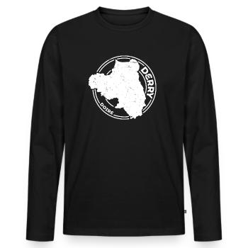 Derry Ireland Map | County Outline Stamp - Men's Premium Organic Long Sleeve Shirt - black - Front - Nico (187cm)