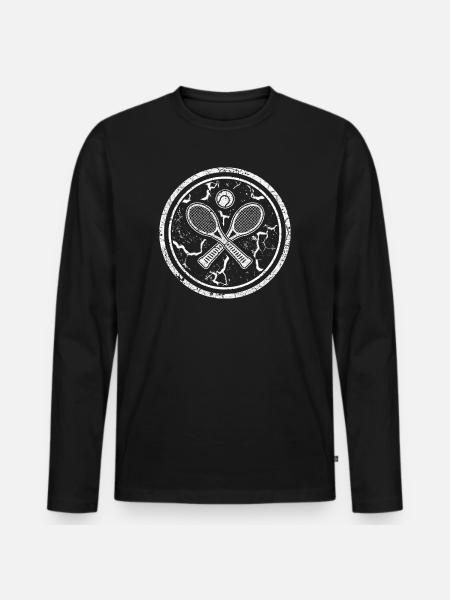 Round tennis symbol with tennis racket without text - Men's Premium Organic Long Sleeve Shirt - black