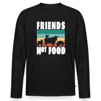 Amis végétariens végétaliens pas nourriture Bien-être animal - T-shirt manches longues Premium bio Homme - noir - Devant - Nico (187cm)