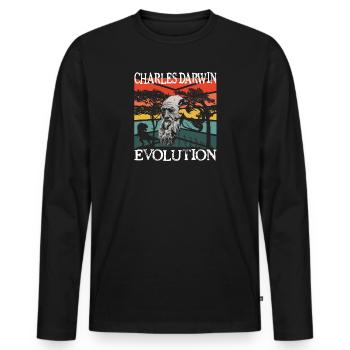 Charles Darwin Evolution textile gift idea - Men's Premium Organic Long Sleeve Shirt - black - Front - Nico (187cm)