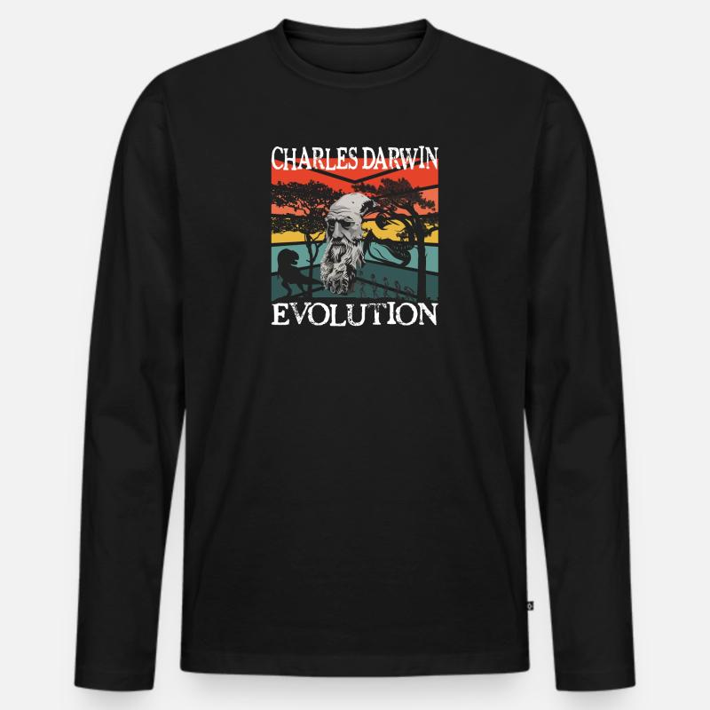 Charles Darwin Evolution textile Geschenkidee - Männer Premium Bio Langarmshirt - Schwarz