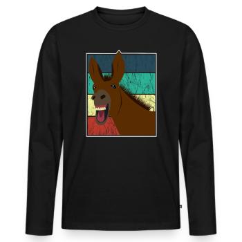 Maultier Muli Esel Pferd Vintage Geschenk - Männer Premium Bio Langarmshirt - Schwarz - Vorne - Nico (187cm)