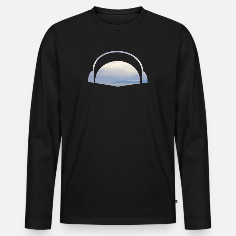Sonnenuntergang Kopfhörer - Männer Premium Bio Langarmshirt - Schwarz