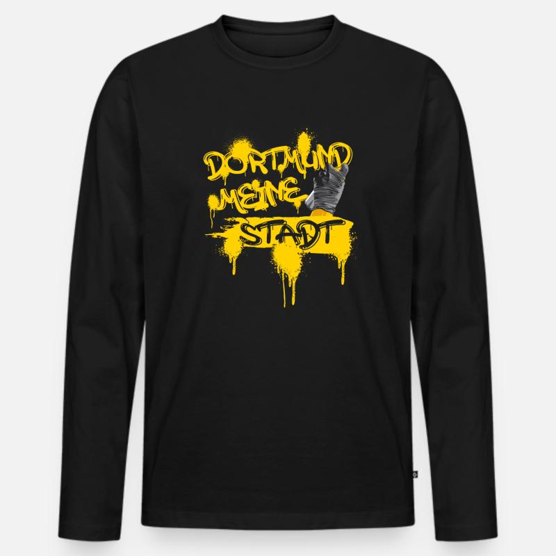 Dortmund meine Stadt Graffiti - Männer Premium Bio Langarmshirt - Schwarz