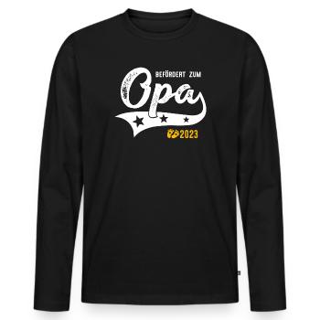 Befördert zum Opa 2023 Babyfüße Großvater - Männer Premium Bio Langarmshirt - Schwarz - Vorne - Nico (187cm)