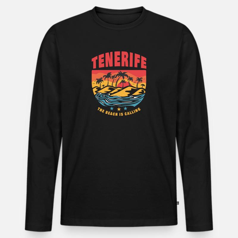 Teneriffa Beach Design - Männer Premium Bio Langarmshirt - Schwarz