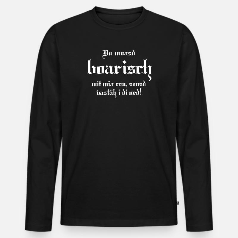 I vastäh di ned - Männer Premium Bio Langarmshirt - Schwarz