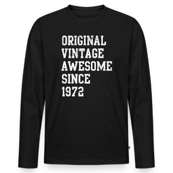 Millésime original 1972 - T-shirt manches longues Premium bio Homme - noir - Devant - Nico (187cm)