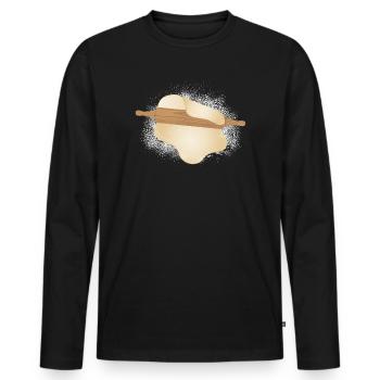 gestreutes Mehl mit ausgerollten Teig - Männer Premium Bio Langarmshirt - Schwarz - Vorne - Nico (187cm)