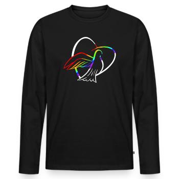 Friedenstaube mit Herz - Männer Premium Bio Langarmshirt - Schwarz - Vorne - Nico (187cm)