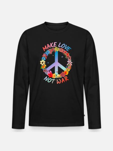 Make Love Not War - Männer Premium Bio Langarmshirt - Schwarz