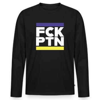 FCK PTN Peace for Ukraine & Europe - Men's Premium Organic Long Sleeve Shirt - black - Front - Nico (187cm)