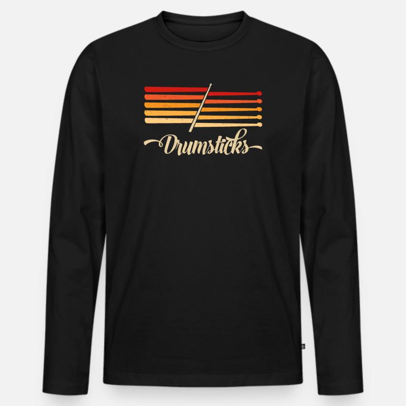 Drummer Drumsticks " Trommelstöcke " - Männer Premium Bio Langarmshirt - Schwarz