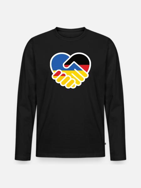Solidarity Heart GermanyUkraine - Men's Premium Organic Long Sleeve Shirt - black