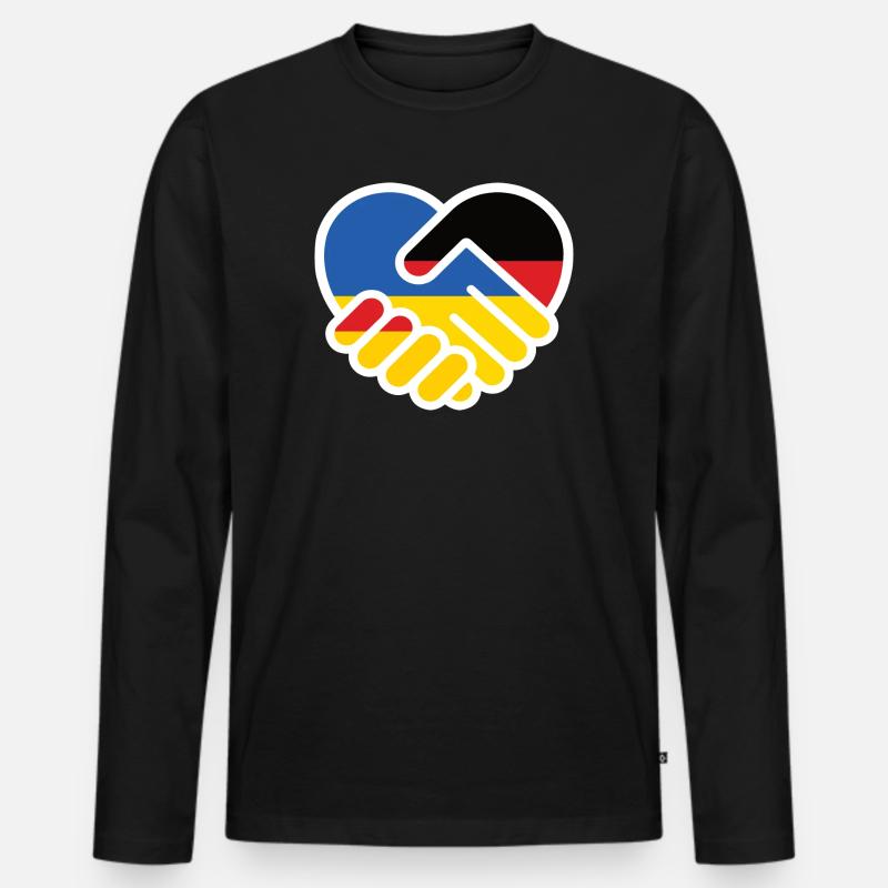 Solidaritätsherz DeutschlandUkraine - Männer Premium Bio Langarmshirt - Schwarz