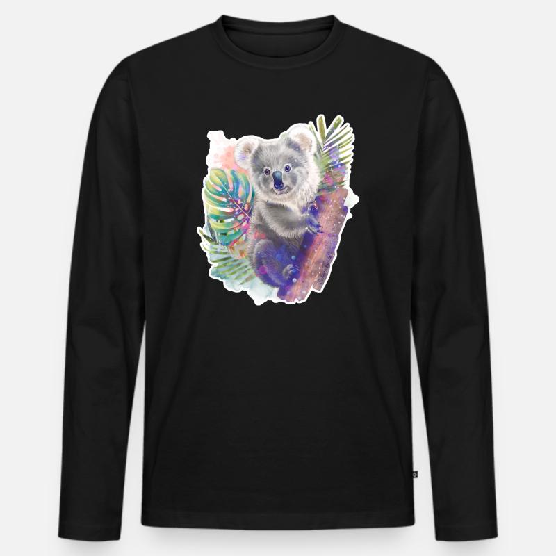 Koala | Koala Bär - Männer Premium Bio Langarmshirt - Schwarz