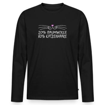 Katze Katzen Cat Kätzchen Mieze - Männer Premium Bio Langarmshirt - Schwarz - Vorne - Nico (187cm)