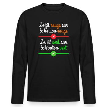 la septième compagnie, la 7ème compagnie - T-shirt manches longues Premium bio Homme - noir - Devant - Nico (187cm)