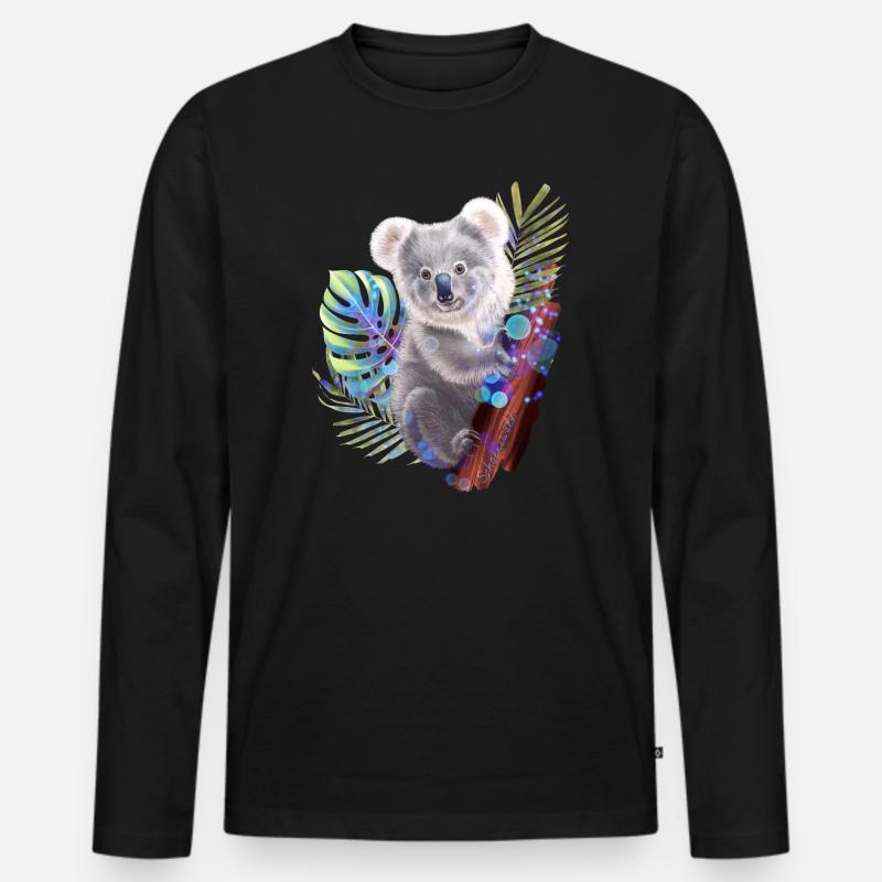 Koala - Männer Premium Bio Langarmshirt - Schwarz