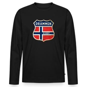 Drammen Norwegen Wappen Flaggen Design - Männer Premium Bio Langarmshirt - Schwarz - Vorne - Nico (187cm)