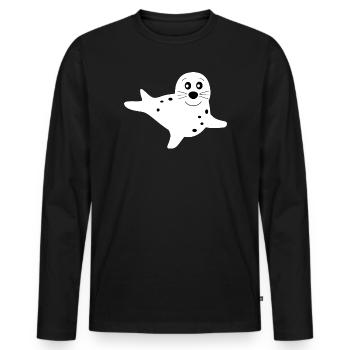 phoque phoque blanc phoques phoques animaux - T-shirt manches longues Premium bio Homme - noir - Devant - Nico (187cm)