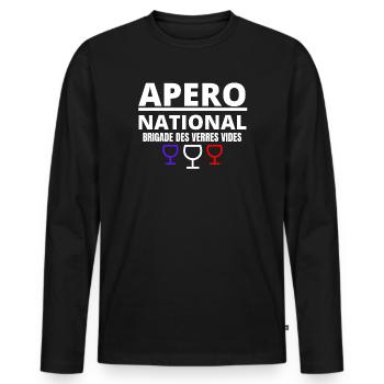 apéro, apéro national, picole nationale - T-shirt manches longues Premium bio Homme - noir - Devant - Nico (187cm)