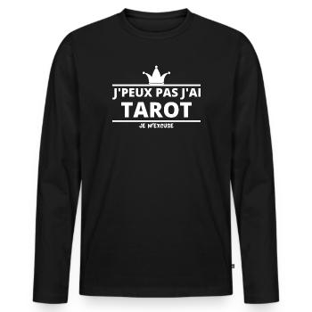 tarot, jouer au tarot, joueur de tarot - T-shirt manches longues Premium bio Homme - noir - Devant - Nico (187cm)