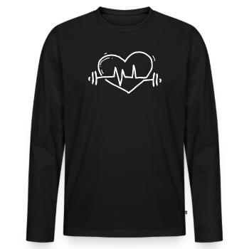 Heartbeat Gym Love Icon - Men's Premium Organic Long Sleeve Shirt - black - Front - Nico (187cm)