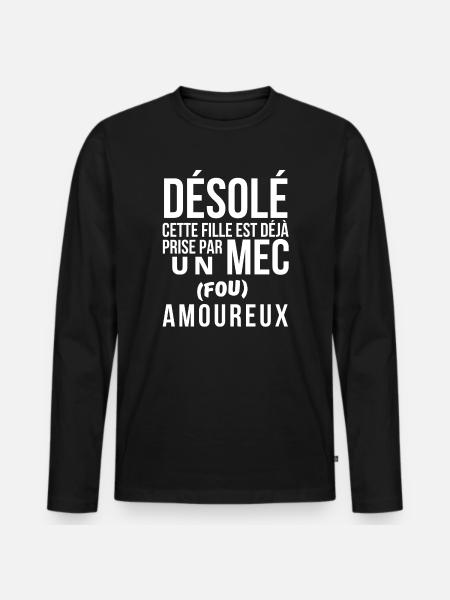 amoureux, amoureuse, fou amoureux - T-shirt manches longues Premium bio Homme - noir