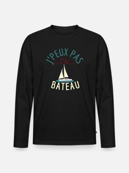 j'peux pas j'ai bateau - T-shirt manches longues Premium bio Homme - noir