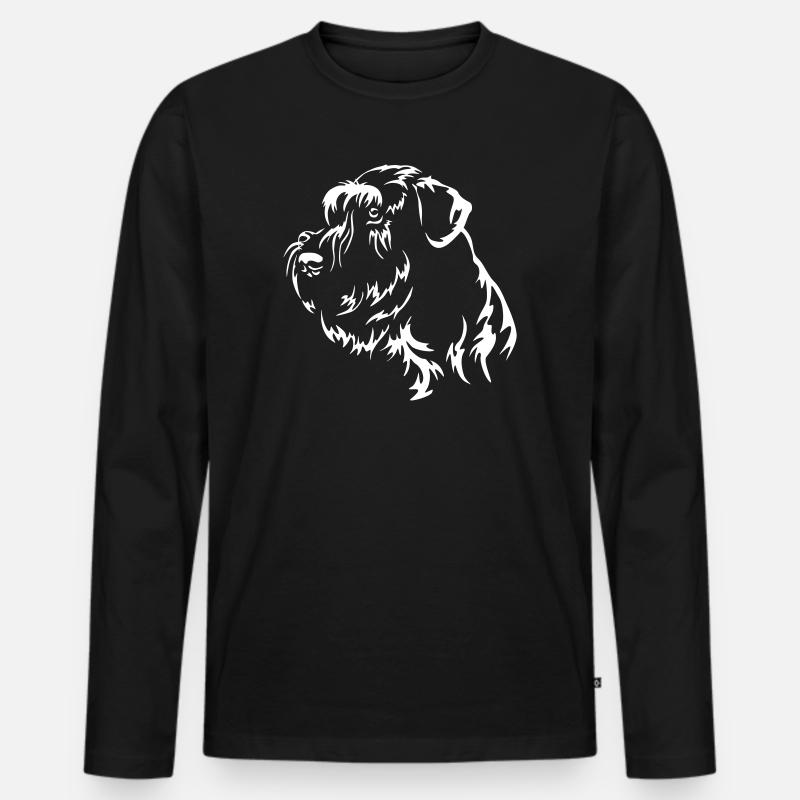 Riesenschnauzer Kopf "Black Edition" - Männer Premium Bio Langarmshirt - Schwarz