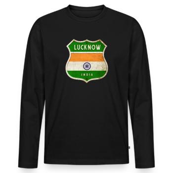 Lucknow Indien Wappen Flaggen Design - Männer Premium Bio Langarmshirt - Schwarz - Vorne - Nico (187cm)