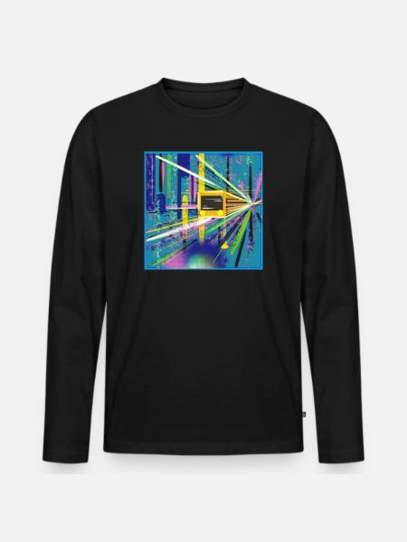 Abstrakte U-Bahn Berlin Graffiti Design - Männer Premium Bio Langarmshirt - Schwarz