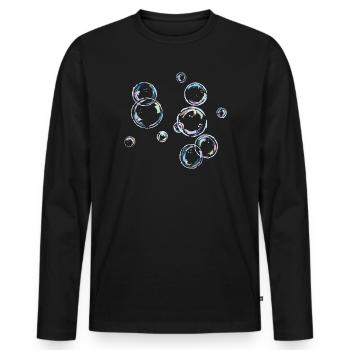 Techno Bubble Neon Clubwear Festival T-Shirt - Männer Premium Bio Langarmshirt - Schwarz - Vorne - Nico (187cm)