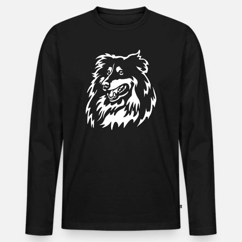 Sheltie Kopf "Black Edition" - Männer Premium Bio Langarmshirt - Schwarz