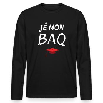 diplôme, bac, bachelier, bachelière - T-shirt manches longues Premium bio Homme - noir - Devant - Nico (187cm)