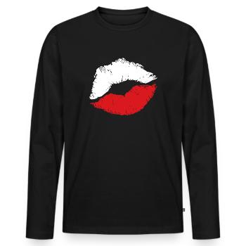 Kiss Kuss Poland Polen Flagge - Männer Premium Bio Langarmshirt - Schwarz - Vorne - Nico (187cm)