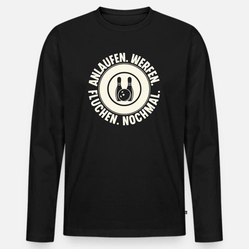 Bowling - Männer Premium Bio Langarmshirt - Schwarz