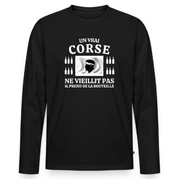 Corse, Corse humour, j'aime la Corse - T-shirt manches longues Premium bio Homme - noir - Devant - Nico (187cm)