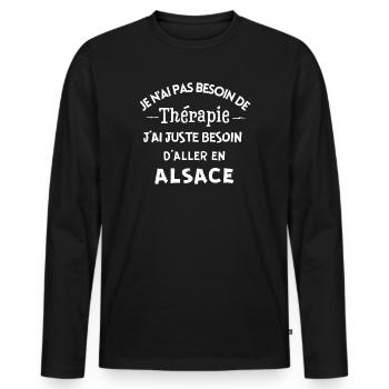 Alsace, Alsace humour, j'aime l'Alsace - T-shirt manches longues Premium bio Homme - noir - Devant - Nico (187cm)