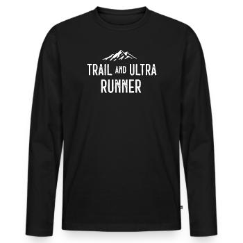 Trail et Ultra Runner - T-shirt manches longues Premium bio Homme - noir - Devant - Nico (187cm)