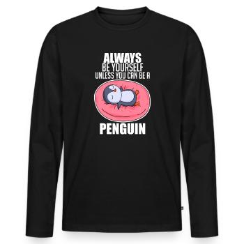 Pinguin Pinguine - Männer Premium Bio Langarmshirt - Schwarz - Vorne - Nico (187cm)